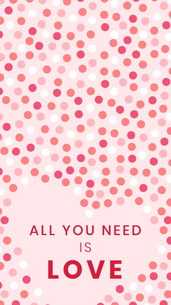 Valentine's social media story template, cute polka dots wallpaper design psd