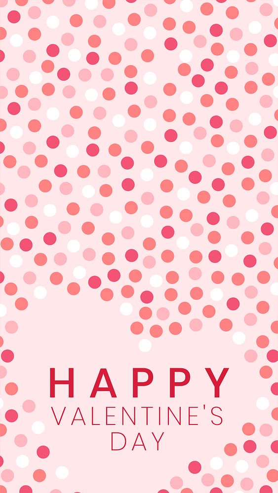 Happy Valentine's Day mobile wallpaper template psd, cute heart background.