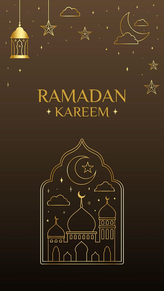 Luxurious Ramadan iPhone wallpaper, aesthetic text design on dark tone background