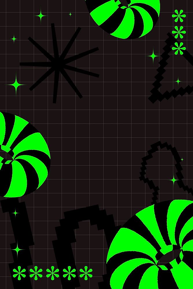 Green neon frame background, op art design