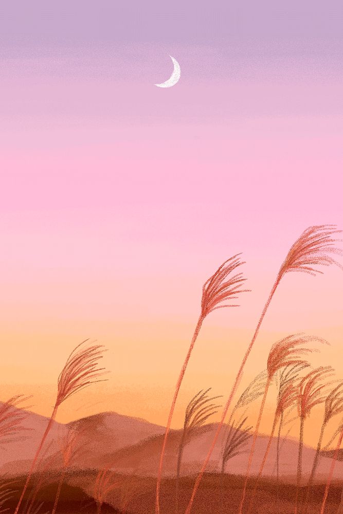 Aesthetic landscape background, colorful sunset design