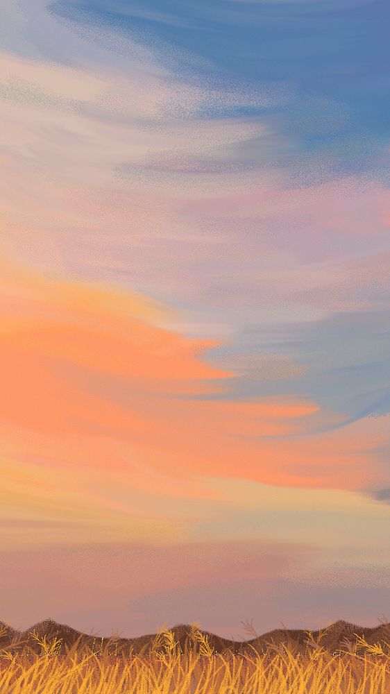 Sunset mobile wallpaper, minimal pastel design