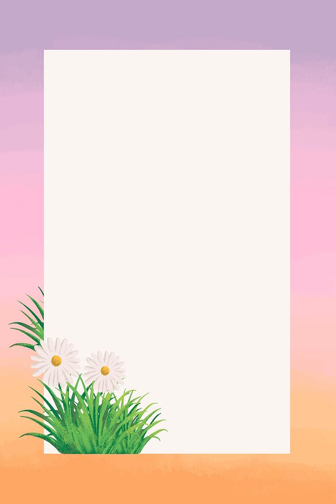 Floral frame background, minimal nature design vector