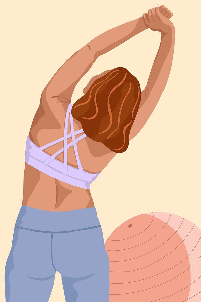 Woman stretching background, aesthetic illustration