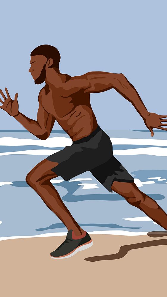 Athletic man iPhone wallpaper, realistic illustration 