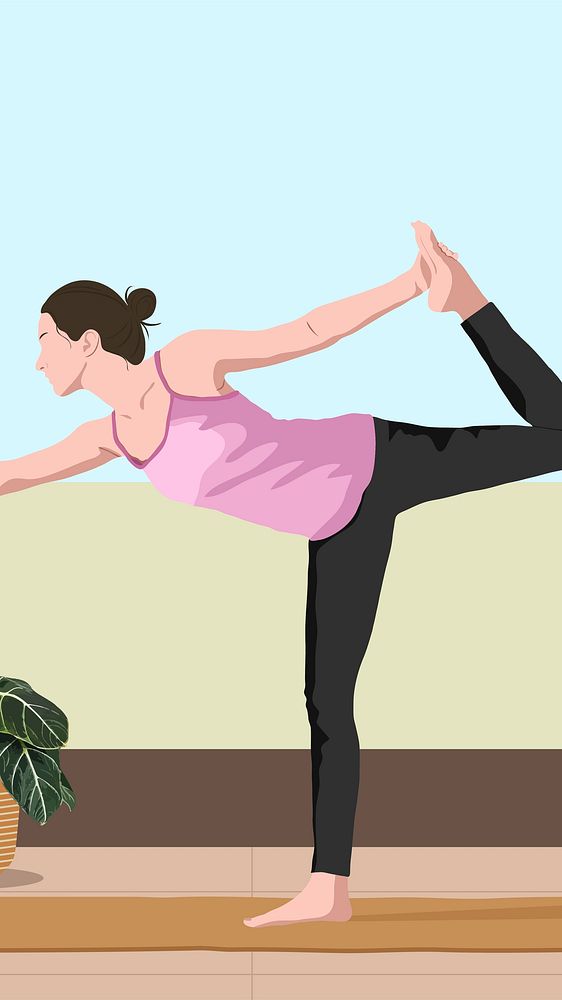 Dancer yoga pose iPhone wallpaper, aesthetic illustration