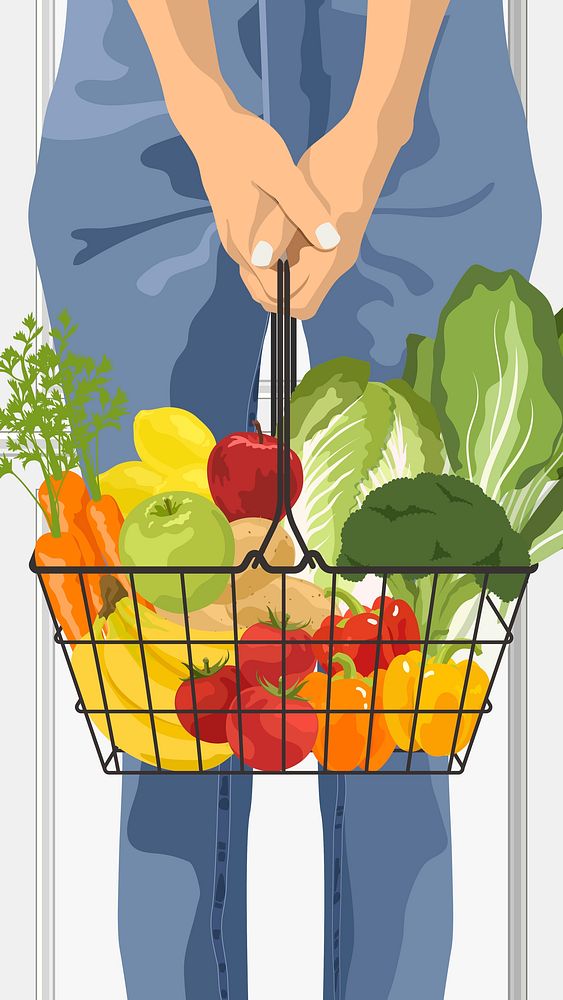 Vegetables phone wallpaper, realistic illustration