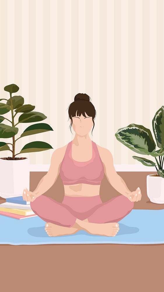 Yoga & meditation iPhone wallpaper, realistic illustration
