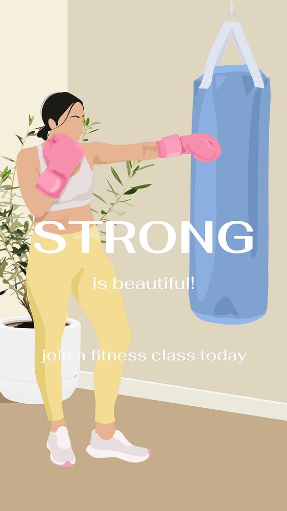 Strong woman Instagram story template, aesthetic vector illustration