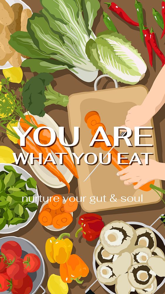 Vegetarian food Instagram story template, aesthetic vector illustration