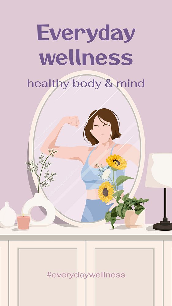 Health & wellness Instagram story template, aesthetic vector illustration