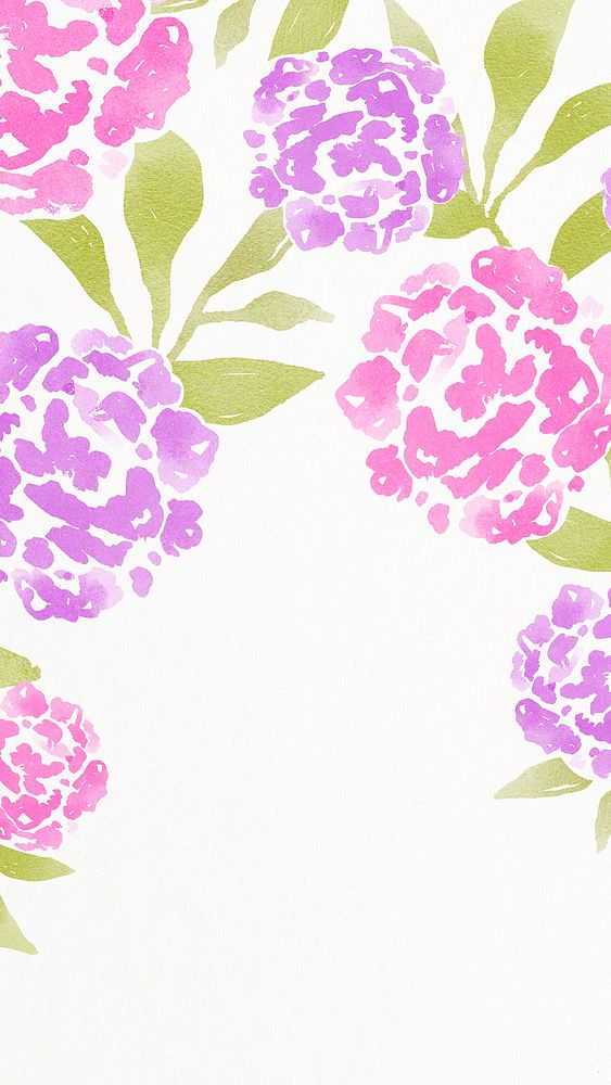 Pink flower phone wallpaper, watercolor design psd
