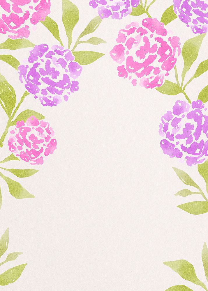 Hydrangea flower border, pink background