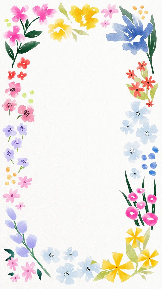 Aesthetic iPhone flower wallpaper, watercolor design 
