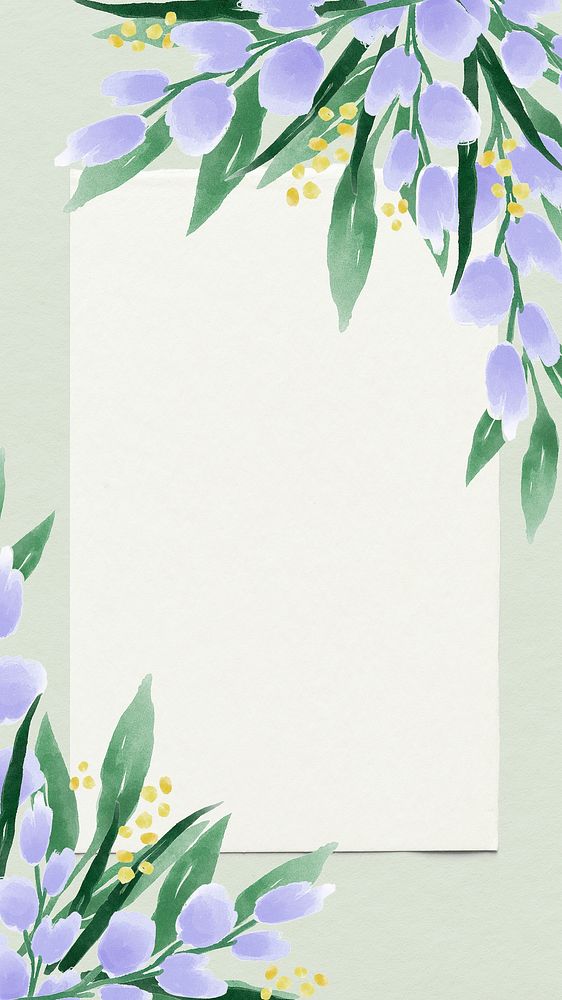 Watercolor flower phone wallpaper psd