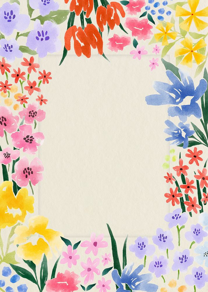 Colorful floral frame, copy space design