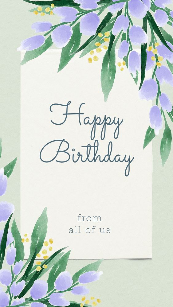 Happy Birthday Instagram story template, watercolor design psd