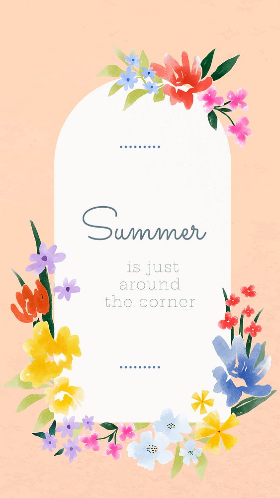Summer quote iPhone wallpaper template, watercolor design vector
