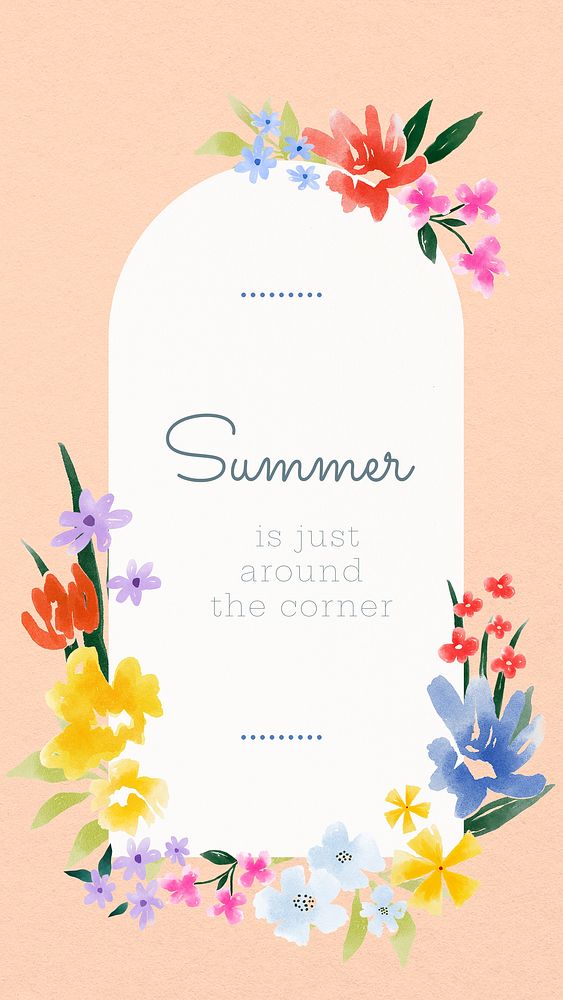 Summer quote mobile wallpaper, watercolor flower design