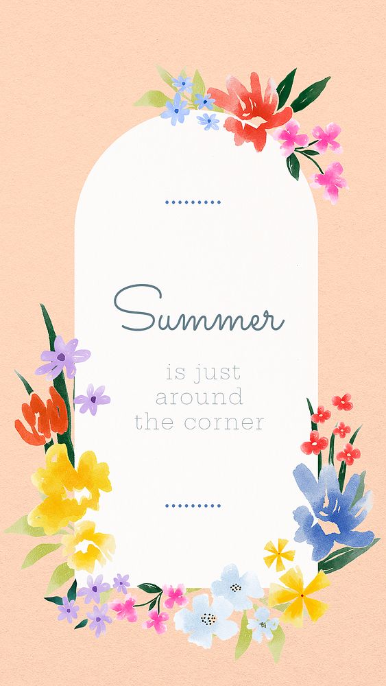 Summer quote iPhone wallpaper template, watercolor design psd