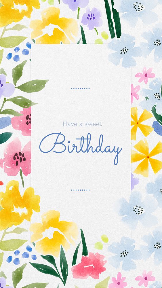 Birthday Instagram story template, watercolor design psd