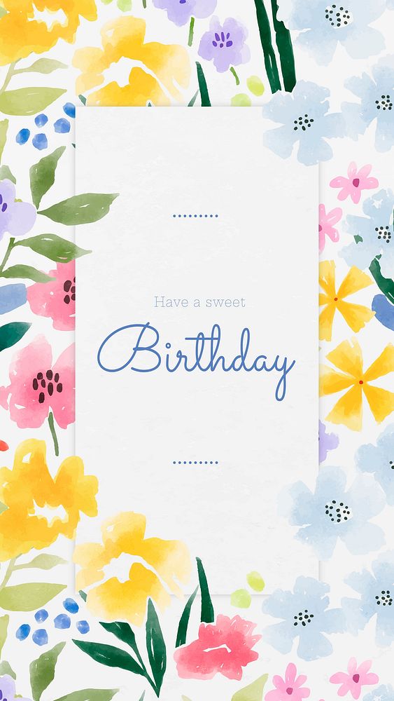 Birthday greeting Facebook story template, watercolor design vector