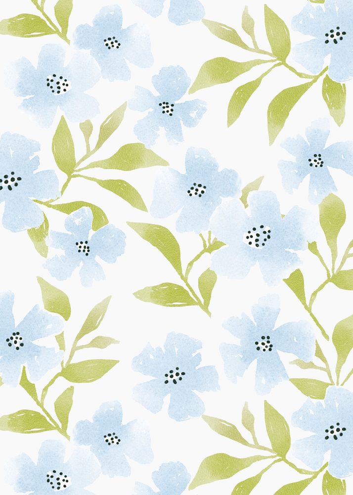 Blue flower background, watercolor hand painted pattern