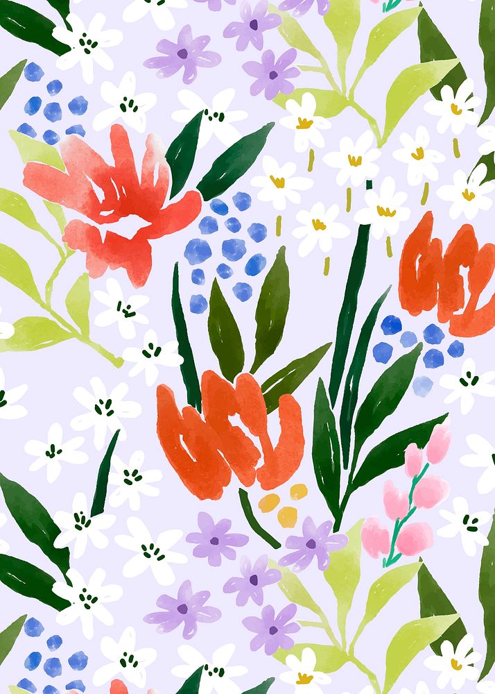 Cute spring flower background, watercolor pattern vector