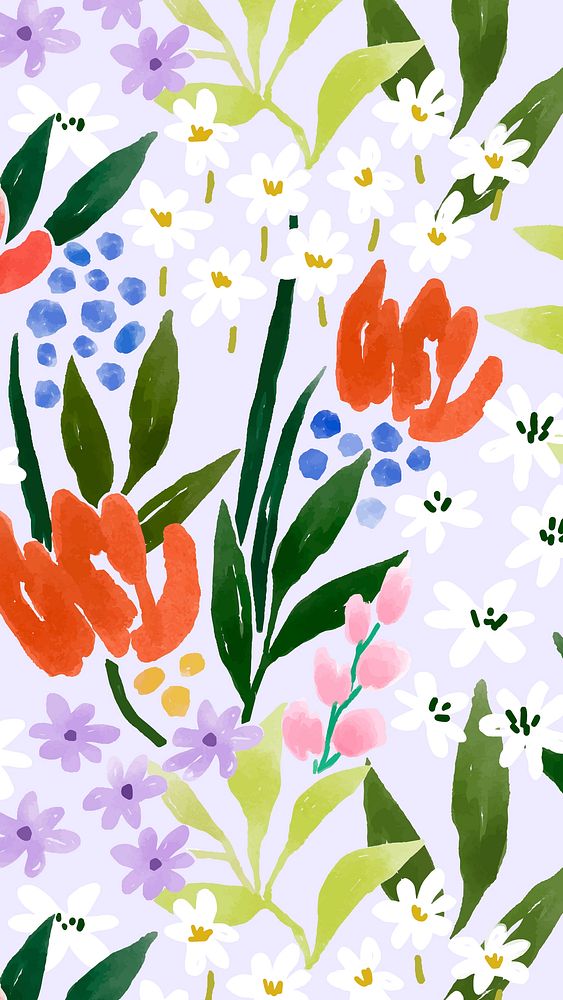 Aesthetic flower mobile wallpaper design vector