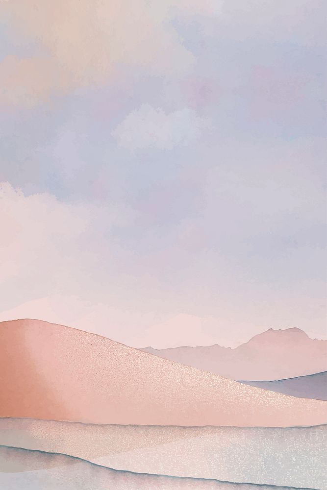 Watercolor desert background, aesthetic beach border design vector