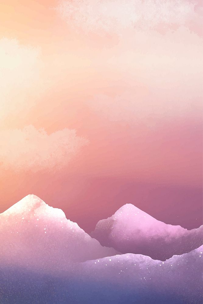Purple aesthetic sky background, watercolor border design vector