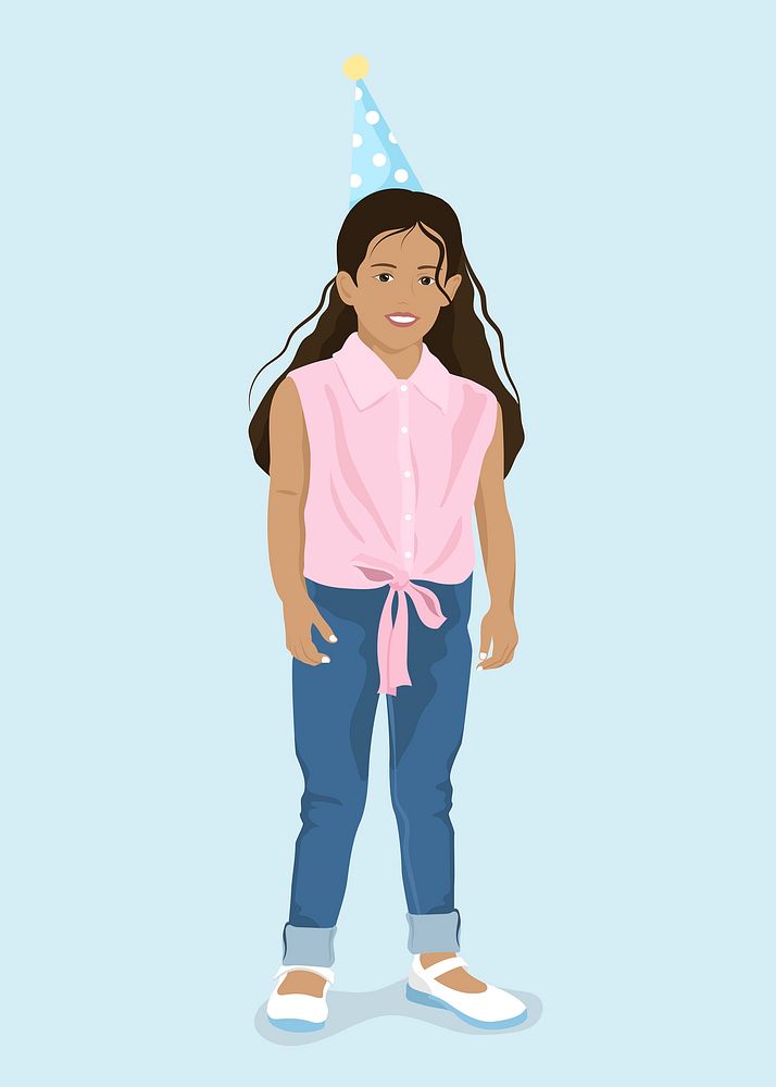 Girl at party clipart, aesthetic illustration