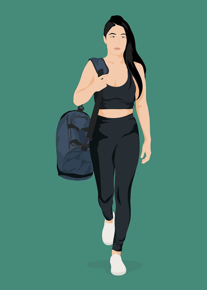 Fitness woman collage element, aesthetic illustration psd