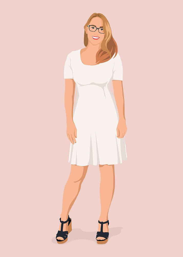 Woman in dress collage element, vector illustration
