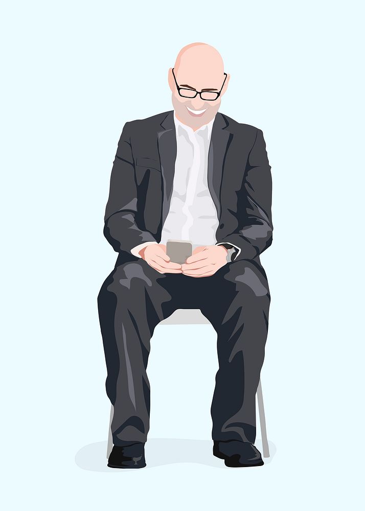 Senior businessman collage element, vector illustration
