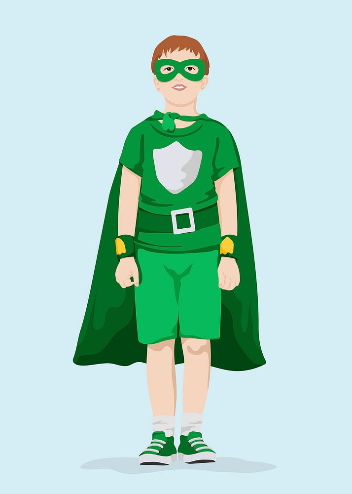 Environment superhero boy clipart, aesthetic illustration