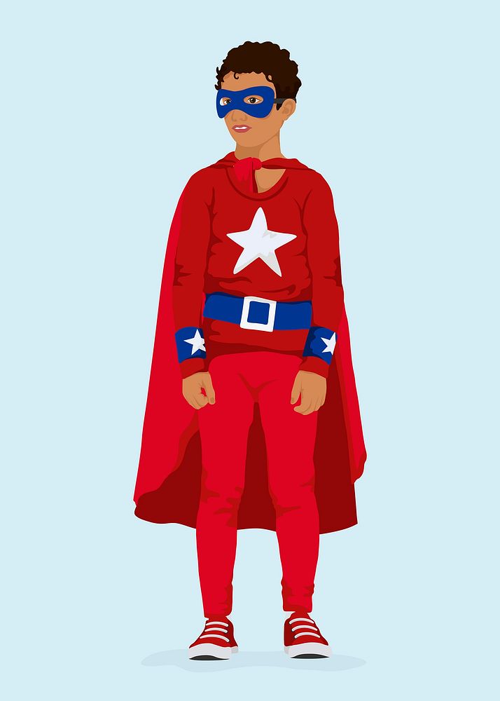 Superhero boy clipart, aesthetic illustration