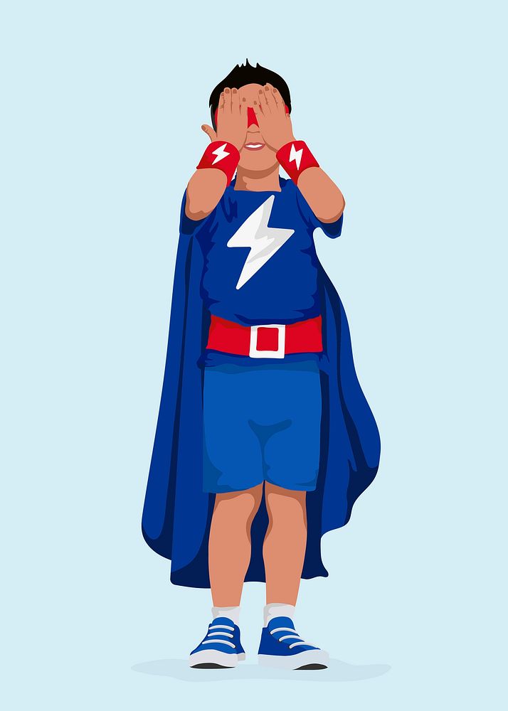 Cute superhero boy clipart, aesthetic illustration