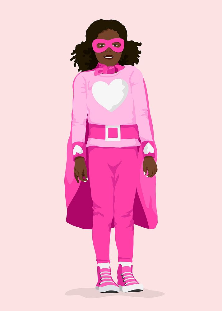 Pink superhero girl collage element, aesthetic illustration psd
