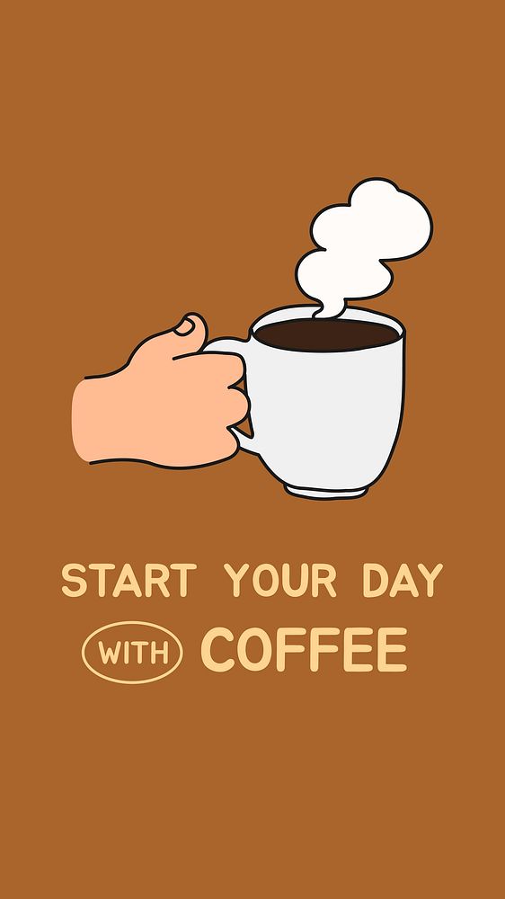 Coffee quote Instagram story template, cute doodle illustration vector