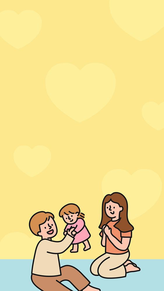 Family iPhone wallpaper, love & care, yellow background