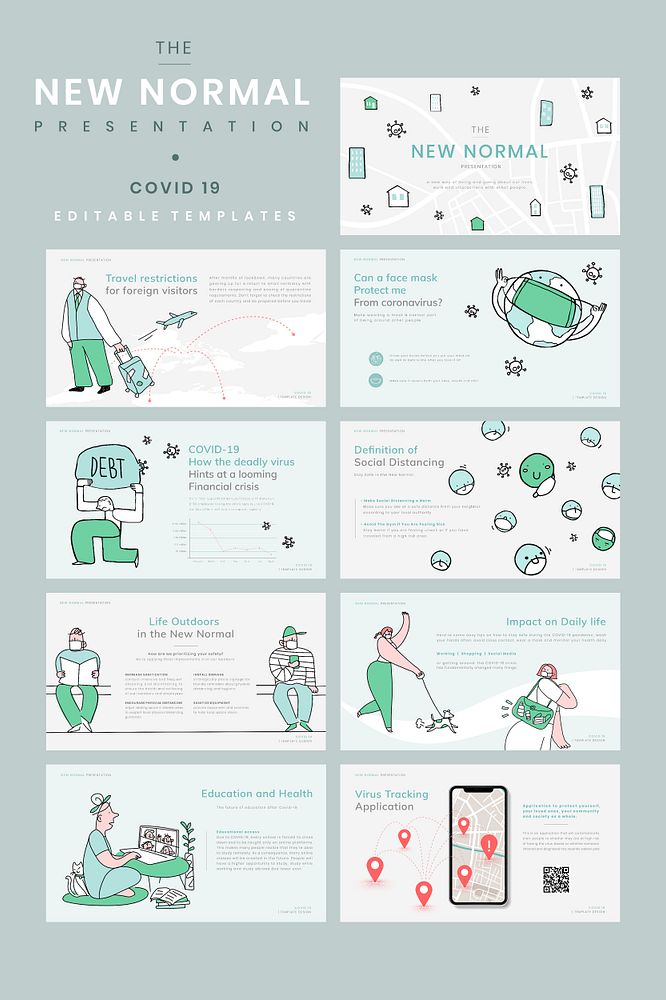 COVID-19 helpful infographic template psd doodle business presentation collection