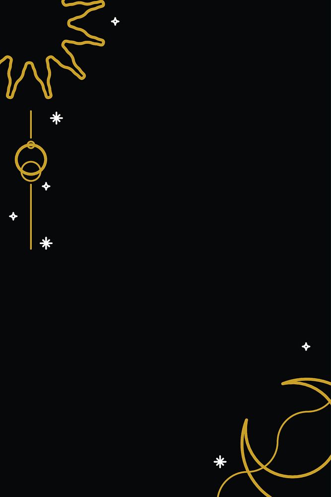 Gold moon and sun border on a  black background vector