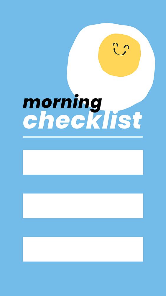 Morning checklist editable template  in cute emoticon theme social media story