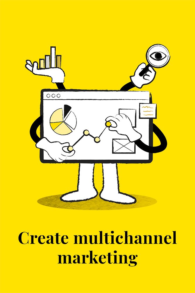 Create multichannel marketing template psd with e-commerce business analytics board illustration