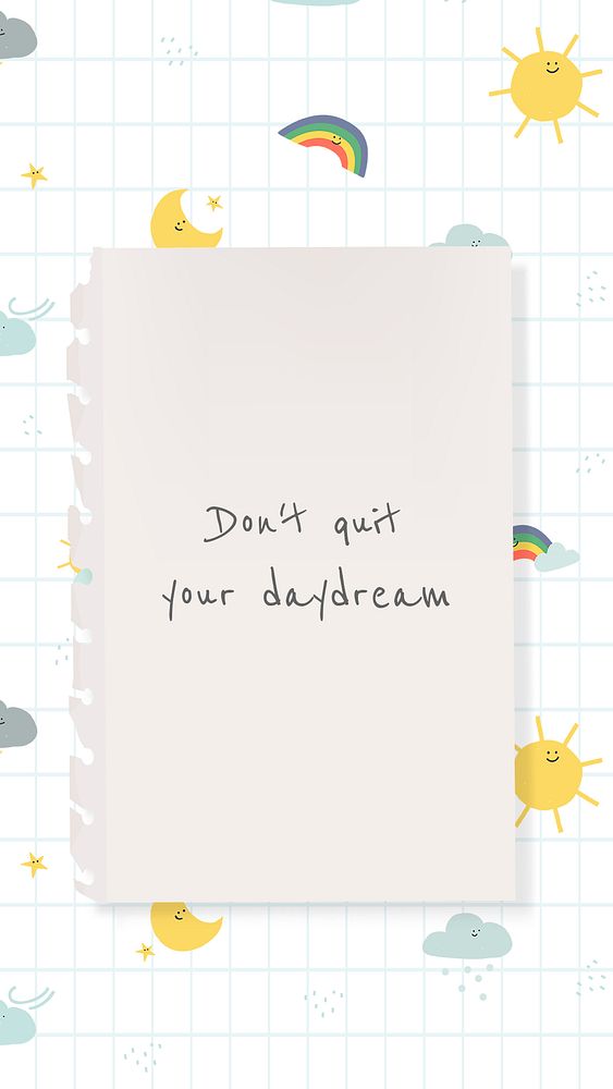 Motivational quote template psd with cute weather doodle banner