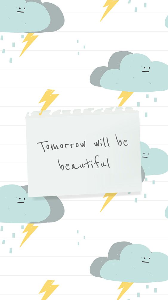 Inspirational quote template psd quote with cute weather doodle banner