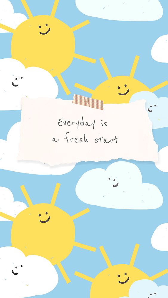 Inspirational quote template psd quote with cute weather doodles banner