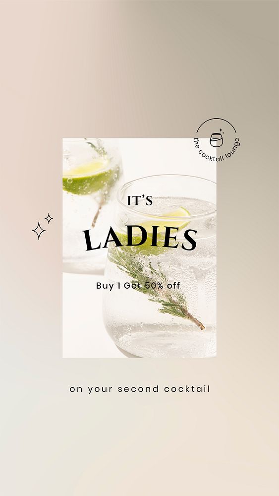 Lounge campaign template psd with gin and tonic glass photo