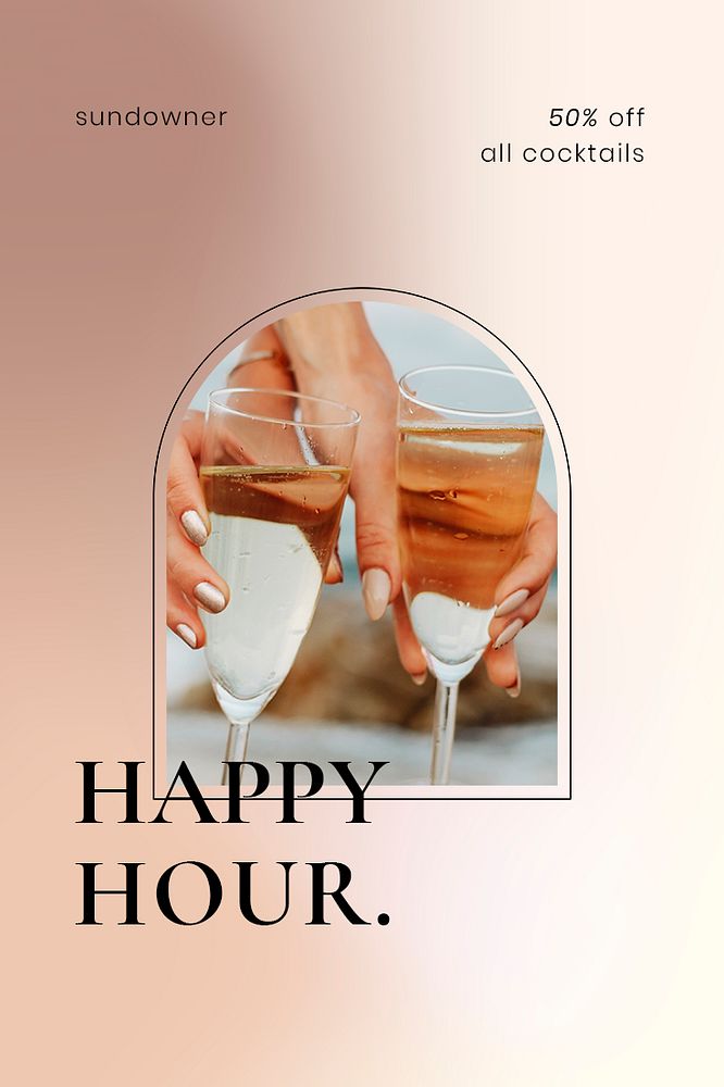 Bar campaign poster template psd with champagne glass photo